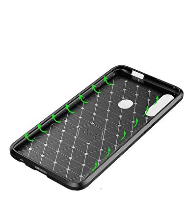 Smcase Huawei Y9 Prime 2019 Kılıf Negro Karbon Desenli Silikon  Nano Ekran Koruyucu 