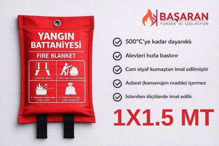 Başaran Yüksek Isı Yangın Battaniyesi 1x1.5 Mt Cam Elyaf 500°C Dayanıklı