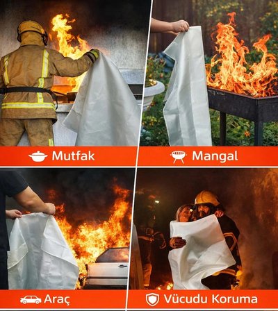 Başaran Yüksek Isı Yangın Battaniyesi Cam Elyaf Isıya Dayanıklı Acil Durum Örtüsü