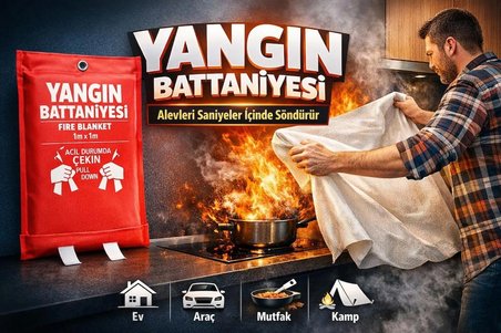 Başaran Yüksek Isı Yangın Battaniyesi Cam Elyaf Isıya Dayanıklı Acil Durum Örtüsü