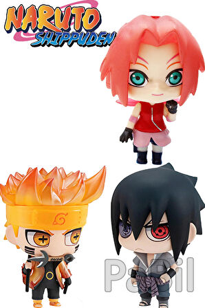 Naruto Shippuden Anime Manga Aksiyon Figür 7 Cm - 3 Lü Set 6