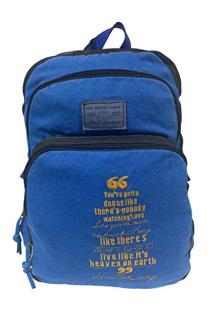 Kaliteli Siyah Vintage Salaş Baskılı Disayn Günlük Gezi Okul Sırt Çantası Revilla Bag 28x38cm