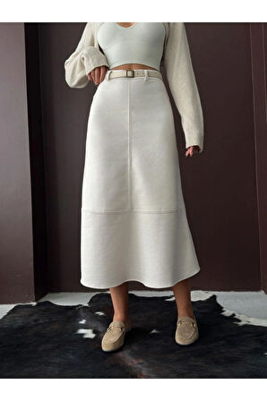 Scuba Süet Midi Boy Kadın Etek