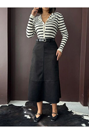 Scuba Süet Midi Boy Kadın Etek