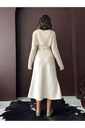 Scuba Süet Midi Boy Kadın Etek