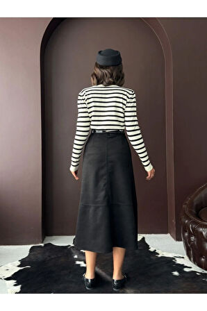 Scuba Süet Midi Boy Kadın Etek