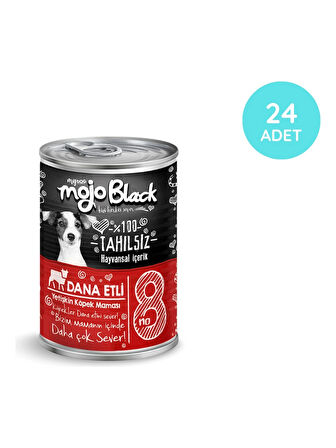 MYDOG MOJO BLACK NO :8 TAHILSIZ 400GR DANA ETLİ YETİŞKİN KÖPEK KONSERVESİ   24'LÜ