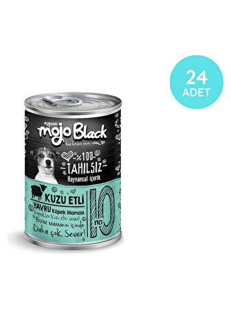 MYDOG MOJO BLACK NO :10 TAHILSIZ 400GR KUZU ETLİ YAVRU KÖPEK KONSERVESİ  24'LÜ