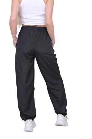 Siyah Paraşüt Kumaş Alt Pantolon