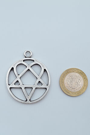 Heartagram Gümüş Kaplama Deri İp Kolye