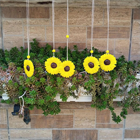 5 li Günebakan Çiçeği Dekorlu Balkon Bahçe Duvar Dekor
