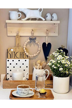 Kesme Tahtası Görünümlü Kitchen Yazılı İskandinav Tarz Mutfak,Duvar,Tezgah,Askı Süsü
