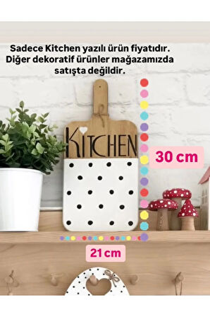 Kesme Tahtası Görünümlü Kitchen Yazılı İskandinav Tarz Mutfak,Duvar,Tezgah,Askı Süsü