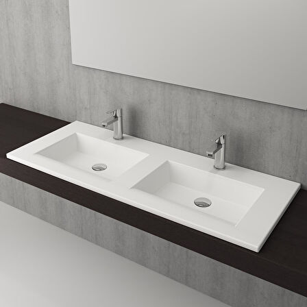 Bocchi Milano Çift Gözlü 120 cm Lavabo 1111-001-0126 Parlak Beyaz