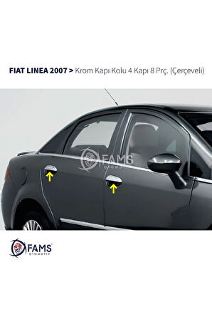 Fiat Linea Krom Kapı Kolu 4 Kapı 8 Parça 2007 Ve Üzeri Paslanmaz Çelik (ÇERÇEVELİ)