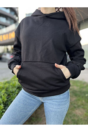 İçi Polarlı Unisex Kapüşonlu  Basic Sweatshirt