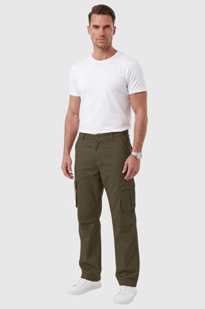 Erkek Haki Geniş Kesim Kargo Pantolon 1705421