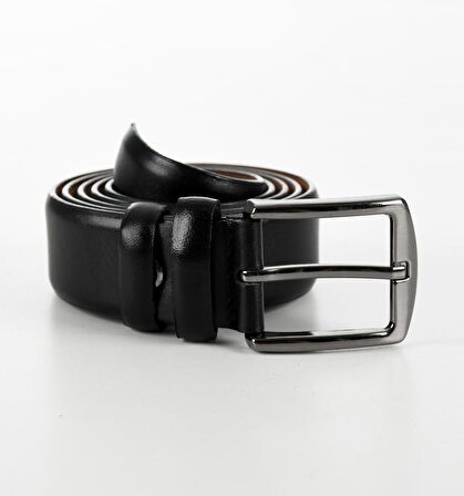 Erkek Siyah Klasik Mat Deri Kemer 1701395