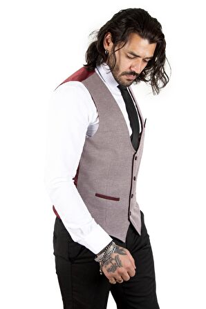Erkek Bordo Çift Düğmeli Cepken