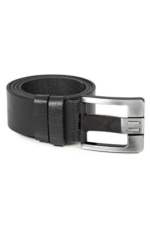 Erkek Siyah Kalın Dilli Deri Spor Kemer