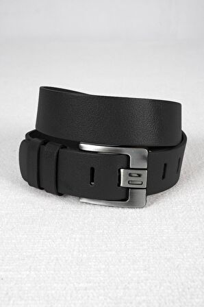 Erkek Siyah Kalın Dilli Deri Spor Kemer