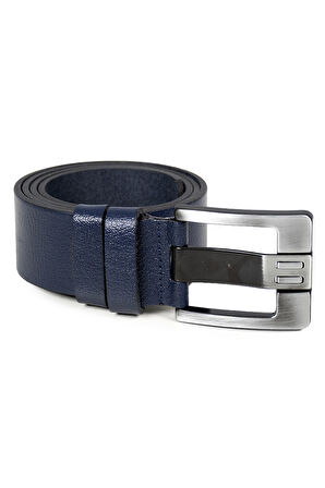Erkek Lacivert Kalın Dilli Deri Spor Kemer