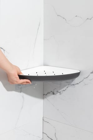 Porsima 0447 2'li İstiridye Banyo Köşe Rafı - Paslanmaz Yapışkanlı Duş Rafı Banyo Düzenleyici Organi