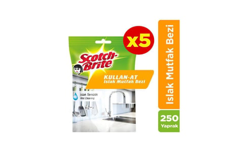 Scotch Brite Kullan At Islak Mutfak Bezi Paketi Beyaz 5 x 50 Yaprak