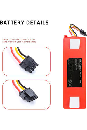 Roborock S50 / S51 / S55 ile Uyumlu Muadil Batarya 6500mAh 93.60Wh 14.4V Pil