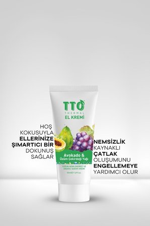 TTO Avokado & Üzüm Çekirdeği Yağlı El Kremi Besleyici ve Yumuşatıcı Bakım 50 ml