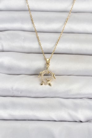 316L Çelik Zincir Gold Renk Caretta Caretta Model Kadın Kolye