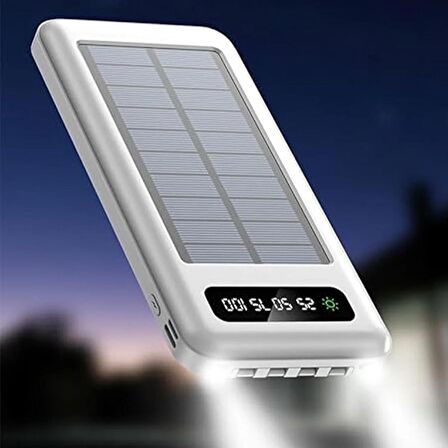 ACL 30.000 mAh Dahili Kablolu Solar Güneş Enerjili Powerbank Taşınabilir Led Işıklı Şarj Aleti