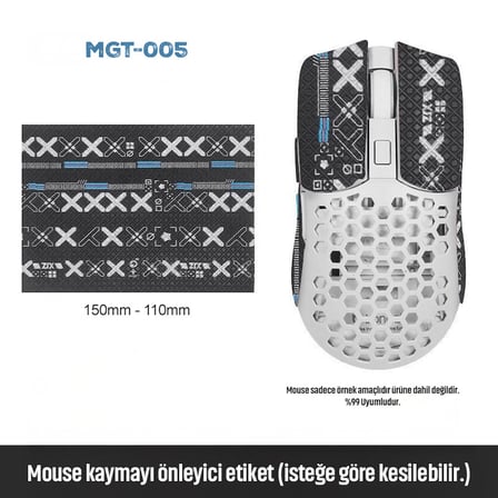  Mouse Tape Kaydırmaz Etiket – Kesilebilir Yapışkanlı Mouse Kayma Önleyici Bant 150×110 mm MGT-005