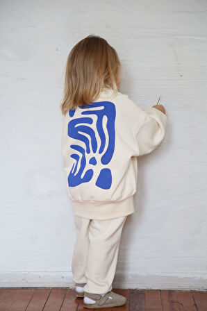 Mavi Sırt Baskılı Çocuk Eşofman Takımı