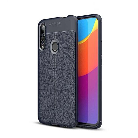 Smcase Huawei P Smart Z Kılıf Deri Dokulu Silikon  Nano Ekran Koruyucu
