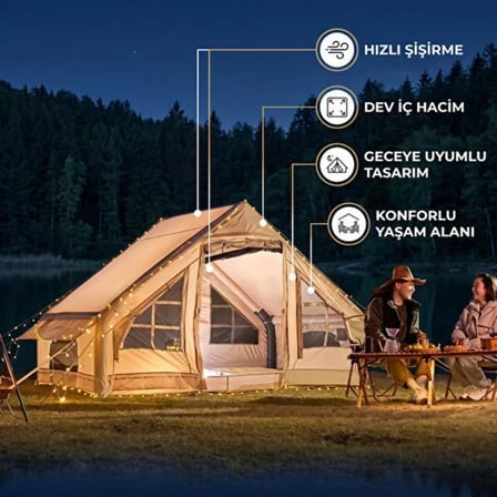 6 Kişilik Şişme Kamp Çadırı - 4 Mevsim - Dev İç Hacim