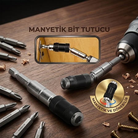 Manyetik Bit Tutucu - Mafsallı - Döner Başlık 