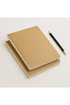 Özel Tasarım Kraft Kapaklı A4 Enzo Çizgili Defter - 180 Derece Açılabilir