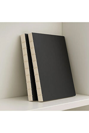 Özel Tasarım Siyah Kapaklı A4 Enzo Çizgisiz Defter - 180 Derece Açılabilir