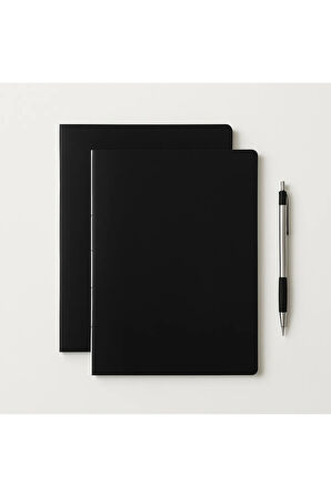 Özel Tasarım Siyah Kapaklı A4 Enzo Kareli Defter - 180 Derece Açılabilir