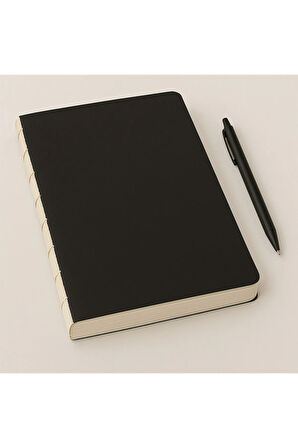 Özel Tasarım Siyah Kapaklı A4 Enzo Noktalı Defter - 180 Derece Açılabilir