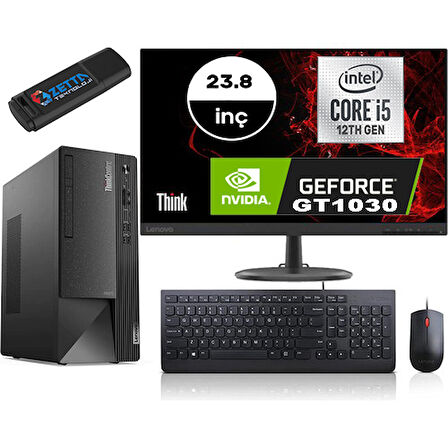 Lenovo Thinkcentre Neo 50T Gen4 Intel I5 12400 8gb 256GB SSD 4GB/GT1030 Windows 11 Home Fhd 23.8 Inç Monitör Masaüstü Bilgisayar 12JB005DTRMG121 + Zetta Flash Bellek