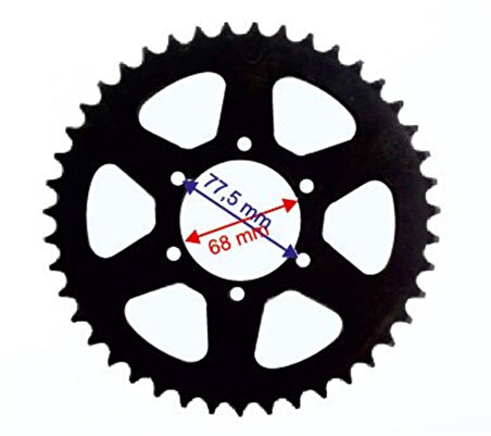 Motospartan Arka Dişli Mondıal Rx3 Evo 43t İç 68mm 6 Delikli Öm (520 Zincir İçin)