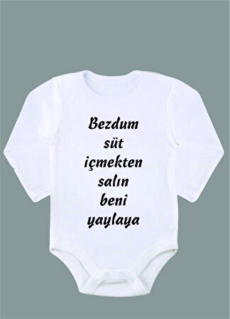 Uzun Kollu %100 Organik Pamuk Baskılı Bebek Body Çıtçıtlı Zıbın ZBN067