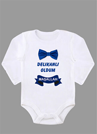 Uzun Kollu %100 Organik Pamuk Baskılı Bebek Body Çıtçıtlı Zıbın ZBN092