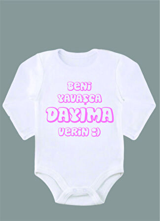 Uzun Kollu %100 Organik Pamuk Baskılı Bebek Body Çıtçıtlı Zıbın ZBN056