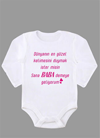 Uzun Kollu %100 Organik Pamuk Baskılı Bebek Body Çıtçıtlı Zıbın ZBN097