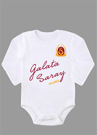 Uzun Kollu Organik %100 Pamuk Galatasary Since 1905 Baskılı Bebek Body ZBN245