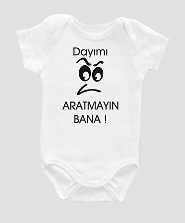 Organik %100 Pamuk Dayımı Aratmayın Bana Yazılı Bebek Body Badi Çıtçıtlı Zıbın ZBN024