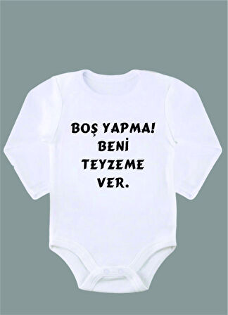 Uzun Kollu %100 Organik Pamuk Baskılı Bebek Body Çıtçıtlı Zıbın ZBN071